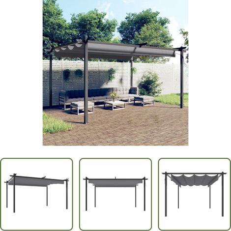 vidaXL Dach - Pavillon mit Ausziehbarem Dach 4x3 m Anthrazit (1/5)