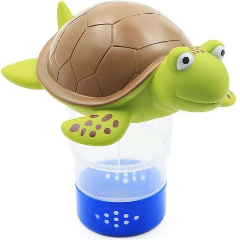 Distributeur de chlore flottant, distributeur de produits chimiques pour piscine, spa, jacuzzi, tablette flottante réglable, peut contenir des tablettes chimiques de 7,6 cm (tortue)