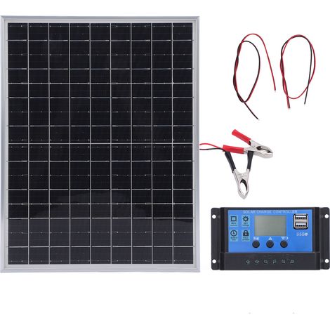 Ortviai Panneau Solaire Portable 15 W 12 V / 24 V avec Régulateur 60 A en Silicium Monocristallin pour Camping et Extérieur (1/5)
