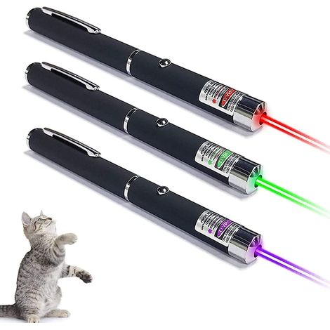 Laser Pointer Pour Chats - 3 Pièces Rouge Vert Violet - Jouet D'Interaction Intérieur Extérieur - Pour Entraînement Félin Canin - Lot De 3