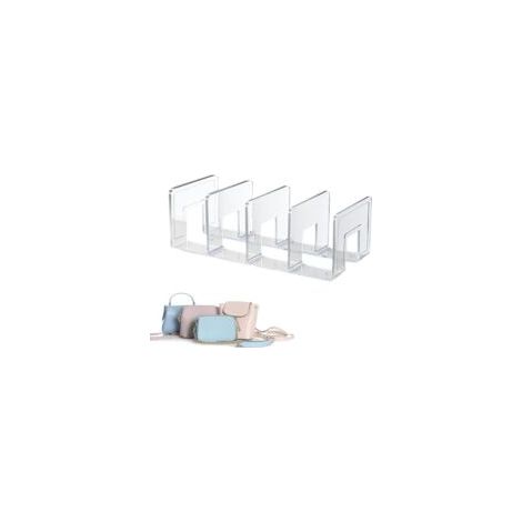 Organizador de bolsos, organizador de armario, separador transparente de 4 compartimentos para bolsos, organizador de bolsos apilable, separadores de estantes transparentes - Crezuo