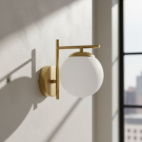 Aplique de Pared Oro con Tulipa de Cristal Blanco  Serie ANABEL (1/5)