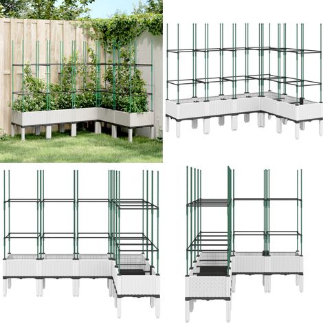 Jardinière avec treillis blanc 160x120x142,5 cm PP - Jardinier - Pot De Fleurs - Plante Grimpante - Pot Extérieur - Décoration Jardin - Home & Living (1/5)