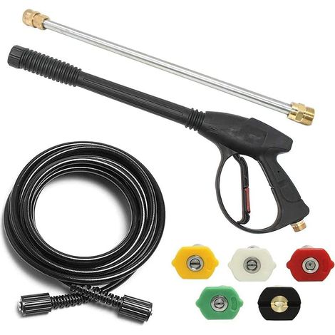 Pistolet à eau de nettoyage haute pression M22, 4000 PSI, tuyau de 7,5 mètres avec rallonge, buse de pulvérisation directe. (1/5)