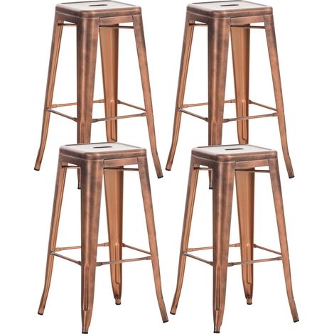 Set di 4 sgabelli da bar in stile industriale con poggiapiedi in metallo ramato TDB10287