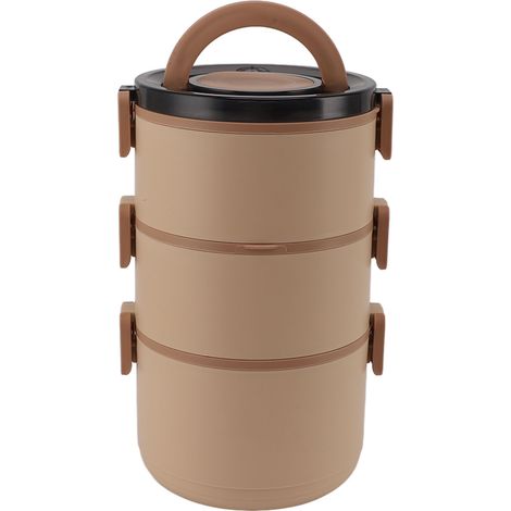 Boîte à lunch isotherme en acier inoxydable 304, portable et étanche, avec couvercle, idéale pour le camping, le bureau et l'école. 3 compartiments. (1/5)