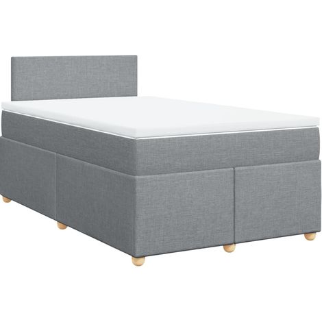 Lit double  Lit adulte  Sommier à lattes de lit avec matelas Gris clair 120x200cm Tissu