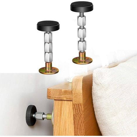 Pied de lit télescopique réglable 82-112 mm, support anti-vibrations fileté 2 pièces, fixation de tête de lit robuste, évite le desserrage, montage facile pour chambre à coucher (1/5)