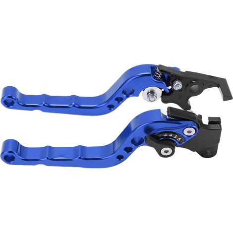 2PCS Poignée de Frein et Embrayage Moto Réglable en Alliage d'Aluminium Bleu (1/5)