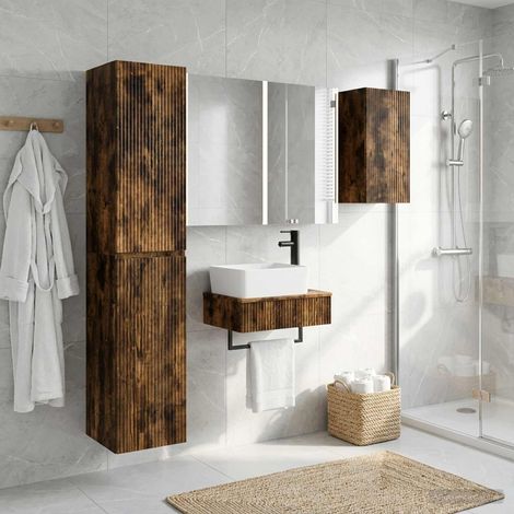vidaXL Bathroom Furniture Set 5 pcs Smoked Oak (1/5)