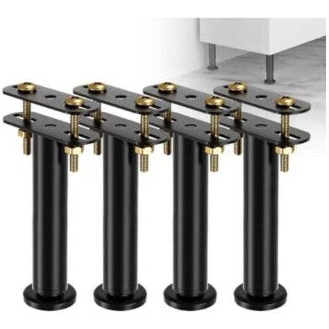 Lot de 4 pieds de lit réglables en hauteur de 18 à 32 cm - Pieds de support moyens robustes pour cadre de lit - Kit de renforcement pour sommier à lattes (1/4)