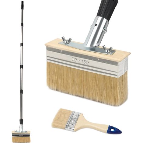 Pinceau de Peinture de Terrasse avec Poignée en Bois 150 Cm et Pinceau Plat Brosse Saturateur pour la Teinture du Bois, Le Revêtement de Terrasse, la Clôture, Le Mobilier Mural (1/5)
