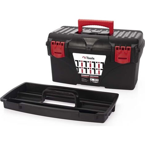 Boite à outils 18" 430 x 260 x 226 mm Mallette de bricolage avec Plateau amovible porte pièces ITOOLS (1/2)
