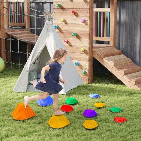 Dalles de jardin en équilibre, lot de 11, empilables et légères, antidérapantes, pour une utilisation intérieure/extérieure (1/5)
