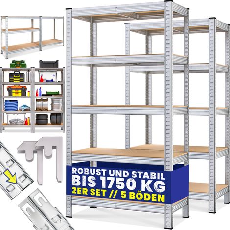 MONZANA® Scaffale ad alta portata in metallo scaffali per carichi pesanti garage cantina magazzino officina scaffali ad innesto 2x 5 ripiani - 180x90x40cm (1/9)