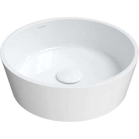 OMNIRES Bari M+ - Aufsatzwaschbecken, Durchmesser 38 cm, ohne Überlauf, weiß BARIUNBP (1/2)