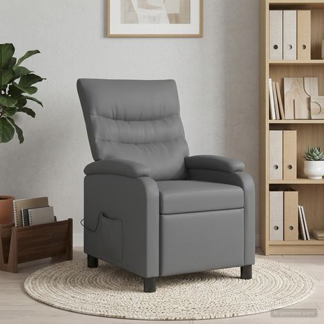 vidaXL Fauteuil de massage inclinable Gris Simili cuir (1/5)