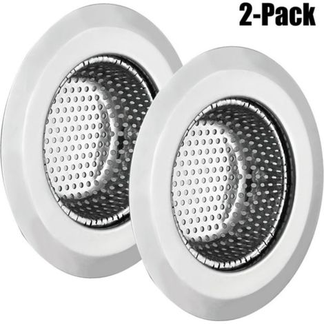Lot de 2 crépines d'évier en acier inoxydable à large rebord, pour éviers de cuisine. (1/5)