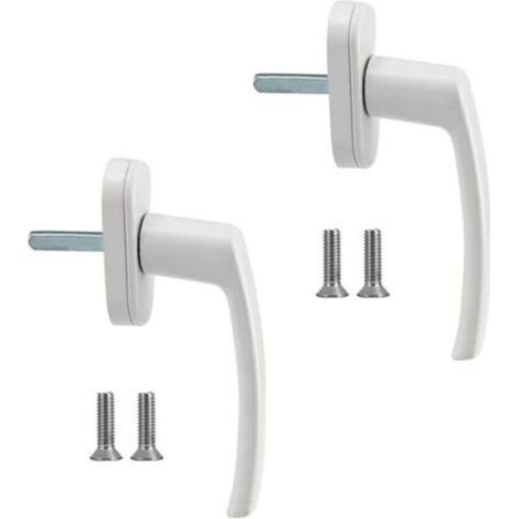 Poignées de fenêtre Poignée de fenêtre en alliage d'aluminium 2 pièces Poignée en aluminium massif Poignée de porte en aluminium blanc Compatible avec les fenêtres communes et les portes de balcon