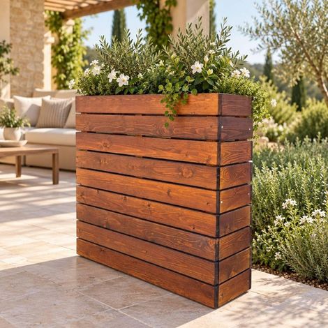 Fioriera divisoria in legno di pino nordico bianca 90 × 30 × 90 cm (1/5)