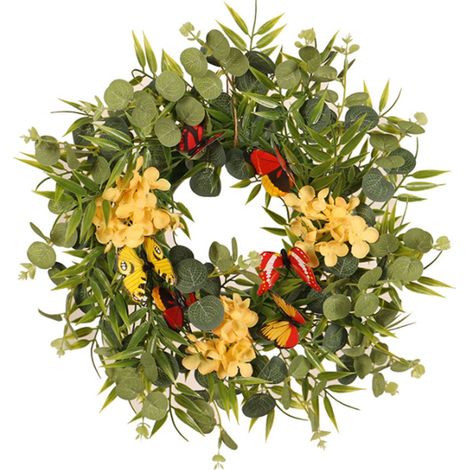 Guirlande Artificielle - Couronne De Laurier Eucalyptus - Décoration Porte D'Entrée Mur Intérieur Mariage Fête - 35 cm - 1 Pièce (1/5)