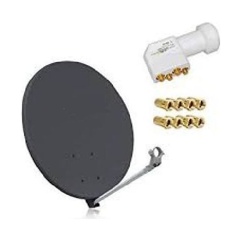 Parabole Satellite - HDME - 70CM - Fibre Composite - Gris anthracite - LNB QUAD 0,1DB