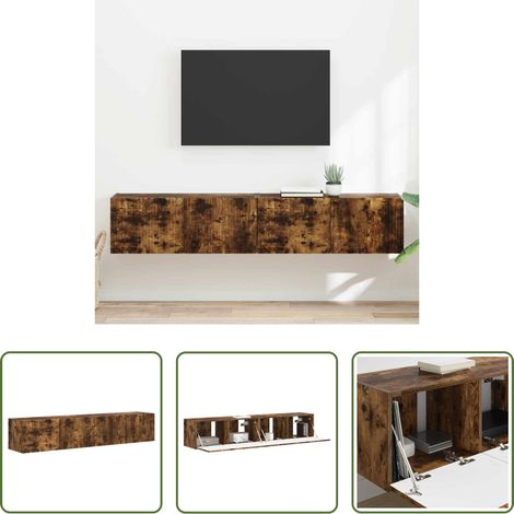 Holzregal - TV-Wandschrank 2 pcs Geräucherte Eiche 60 x 31 x 29,5 cm (1/5)