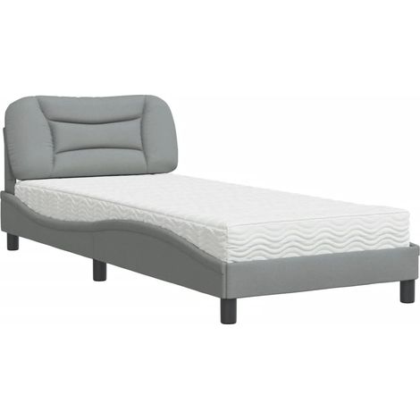 Maison Exclusive - Letto con Materasso Hvar Grigio Chiaro 90x200 cm in Tessuto (1/5)