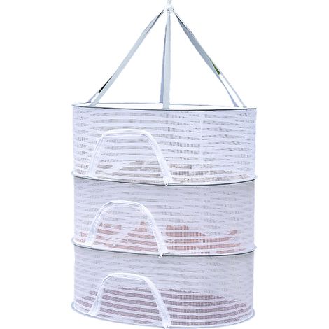 3-stöckiger Wäscheständer – Weißer Wäscheständer aus dehnbarem Polyestergewebe, 60 x 40 x 66 cm – Zusammenklappbare Aufbewahrung für Blumen, Obst und Kleidung (1/5)