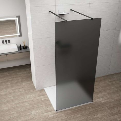 Polysan Esca - Walk-In-Duschwand 100x210 cm, Antidrop, mattes Rauchglas/mattschwarz ES1410-06 (1/4)