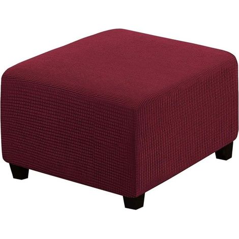Housse de protection, repose-pieds élastique housse lavable carré canapé repose-pieds housse de protection de meubles (vin rouge) (1/5)