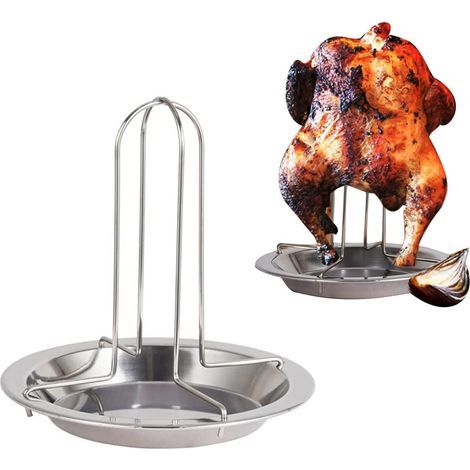Plat à Rôtir Rack en Acier Inoxydable à Poulet de Rack pour Grill De Rôtissoire Pliant avec La Cuvette De Egouttement pour Le Four Ou Le Barbecue Accessoires De Gril Portable pour camping (1/3)