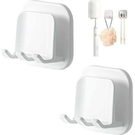 2 PCS Wall-Mounted Toothbrush Holder, Self-Adhesive Electric Toothbrush Holder Bathroom Holder No Drilling Bathroom Accessory Set of 2 Toothbrush Holders (1/4)