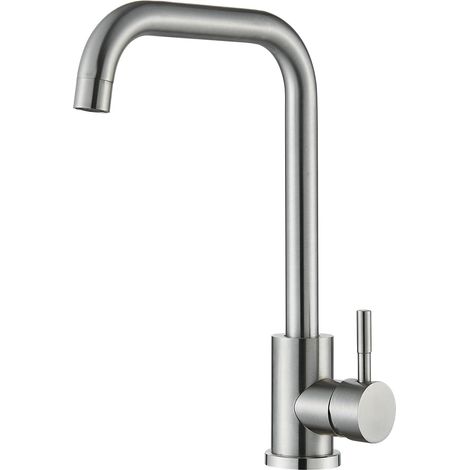 Kitchen Sink Taps Mixer with 360° Swivel Spout,Monobloc Kitchen Mixer Faucet 1 Hole Single Lever Mixer Tap for Kitchens Brushed Nickel (1/5)