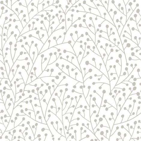 Papier Peint rouleau auto-adhésif - Branches de baies - Taupe (1/5)