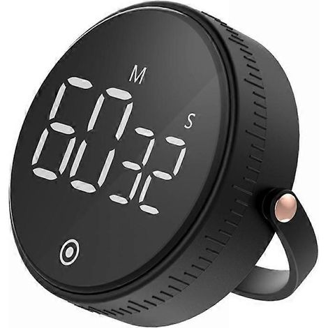 Minuteur numérique magnétique pour cuisine, horloge de table avec compte à rebours et alarme LED (noir) (1/5)