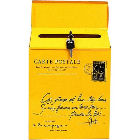 Boîte aux lettres murale vintage en fer forgé au design rétro pour la maison ou le bureau - Jaune (1/3)