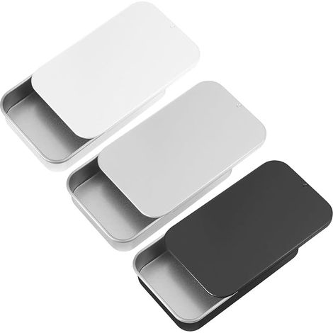 Boîtes à cotons-tiges de voyage, 3 pièces Distributeurs de cotons-disques portables Petite boîte à fil dentaire Boîte de rangement en métal avec couvercle coulissant pour la maison, salle de bain (1/5)