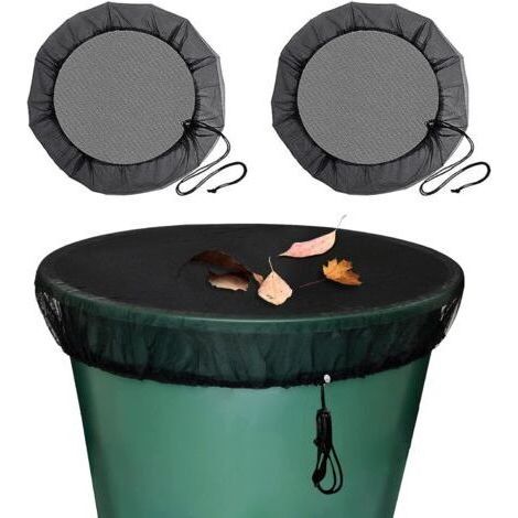 2 Pcs Filet pour Citerne de Pluie, Filet de Protection pour Tonneau de Pluie avec Cordon de Serrage, Filet de Protection Réglable, Protection Contre Les Moustiques et Les Feuilles (1/5)