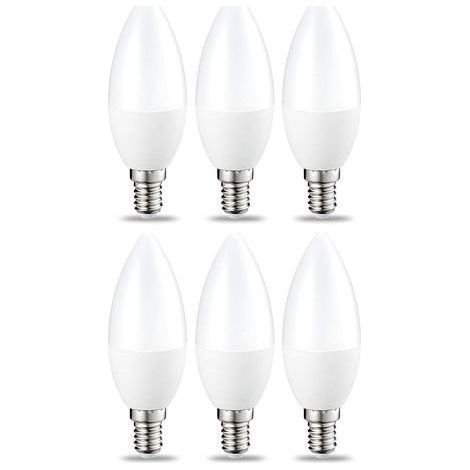 Lot de 6 petites ampoules LED en forme de flamme Culot Edison à vis E14 5 W (équivalent 40 W) Blanc chaud Intensité non variable (1/4)