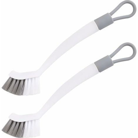 Brosse Nettoyage Salle de Bain,Brosse de Nettoyage Cuisine,2 Brosses,Blanc Gris,Outil d'élimination des Taches intégré,pour Cuisine,Salle de Bains (1/4)