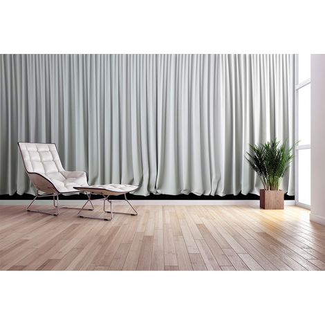 Papier peint panoramique design gris et noir | Tapisserie panoramique rideaux | Papiers peints panoramiques tendances - 250 x 600 cm (6 pièces) (1/4)