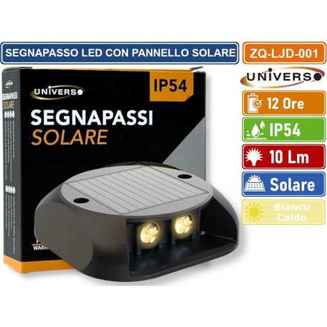 UNIVERSO ZQ-LJD-001 SEGNAPASSO SMD LED AD ENERGIA SOLARE DA ESTERNO IP54 12 ORE DI AUTONOMIA (1/4)