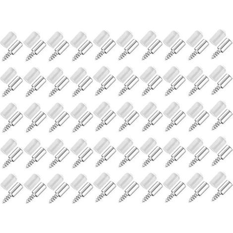 50 Pièces Vis Autotaraudeuses Support,Consoles Pour Etagères,Self-Tapping Screws Cabinet Laminate Support,Utilisé Pour Les Etagères en Verre Etc (1/5)
