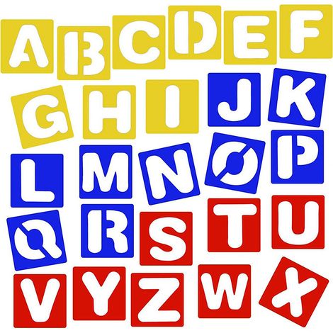 Pochoirs lettres alphabet et chiffres en plastique pour peinture, apprentissage et bricolage créatif pour enfants (1/5)