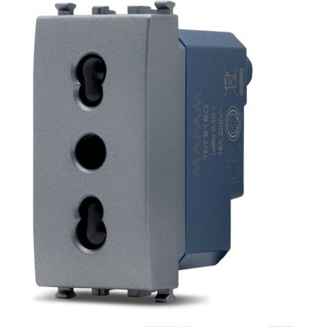 Frutti elettrici compatibili con supporti Vimar Arké grigio scuro interruttore presa pulsante schuko deviatore  Presa Bivalente