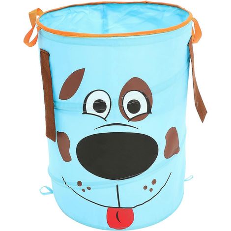 Seau de rangement pliable bleu pour jouets pour animaux, compatible avec 1 panier portable (1/5)