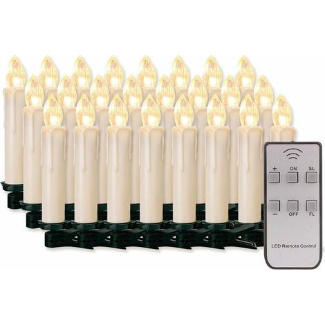 20pcs LED Candles LED String Lights Wireless Dimmable Candle Holders Flameless Christmas Candles for Christmas Tree, Christmas Decorations, Weddings, Birthdays, Parties (Milky White Cover, 20pcs) (1/5)
