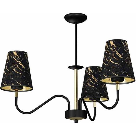 Suspension Milagro Hermes 3xE27 noir doré Ø65cm glamour (1/5)