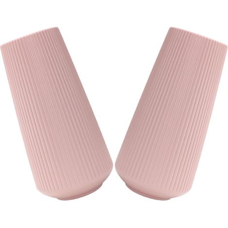 Lot de 2 Grands Vases Scandinaves en Plastique Rose Imitation Porcelaine, Vase à Fleurs Polyvalent pour Décoration Intérieure, Bureau, Salon et Centre de Table, Style Nordique (1/5)